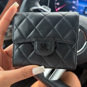 CHANEL So Black Quilted Lambskin Mini Wallet